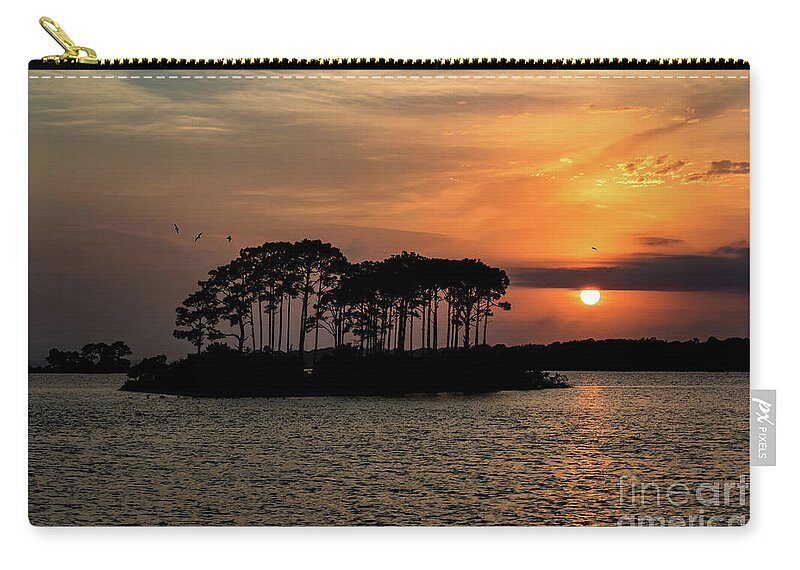 Island Zip Pouch featuring the photograph Island Orange Sunset by Beachtown Views