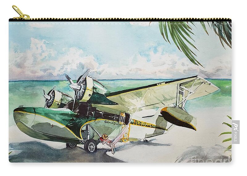 Aviation Zip Pouch featuring the painting Island Queen by Merana Cadorette