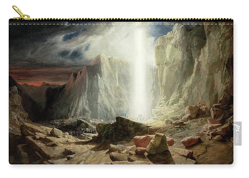 William West Zip Pouch featuring the painting Israelites passing through the Wilderness, preceded by the Pillar of Light by William West