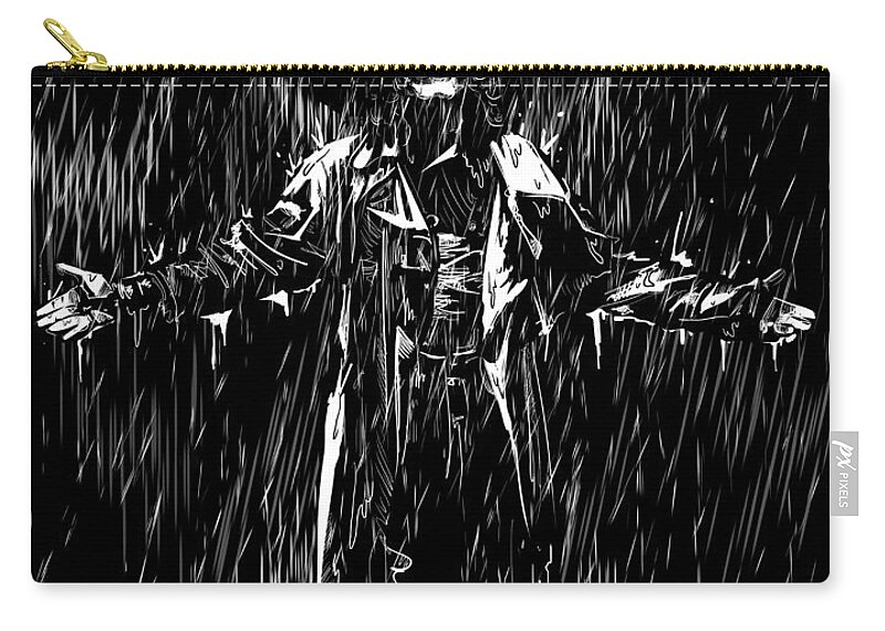 Crow Zip Pouch featuring the drawing It Cant Rain All The Time by Ludwig Van Bacon
