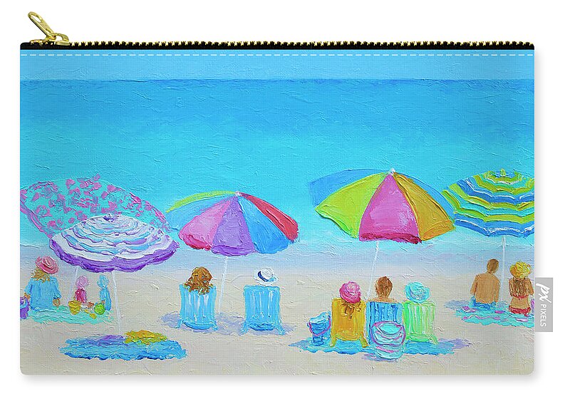 Beach Zip Pouch featuring the painting It was a golden day by Jan Matson