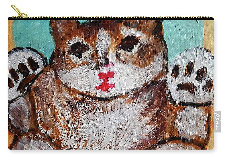 Cat Zip Pouch featuring the painting It wasnt Me by Gabby Tary