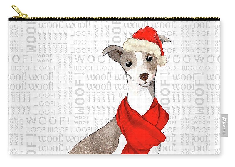 Italian Greyhound Zip Pouch featuring the digital art Italian Greyhound Christmas by Doreen Erhardt