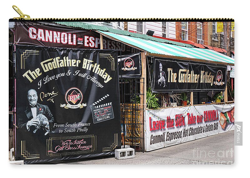 Philadelphia Zip Pouch featuring the photograph Italian Market Rim Cafe by Bob Phillips