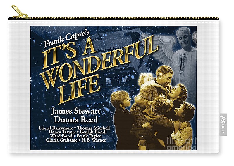 James Stewart Carry-all Pouch featuring the digital art It's A Wonderful Life New Poster by Brian Watt