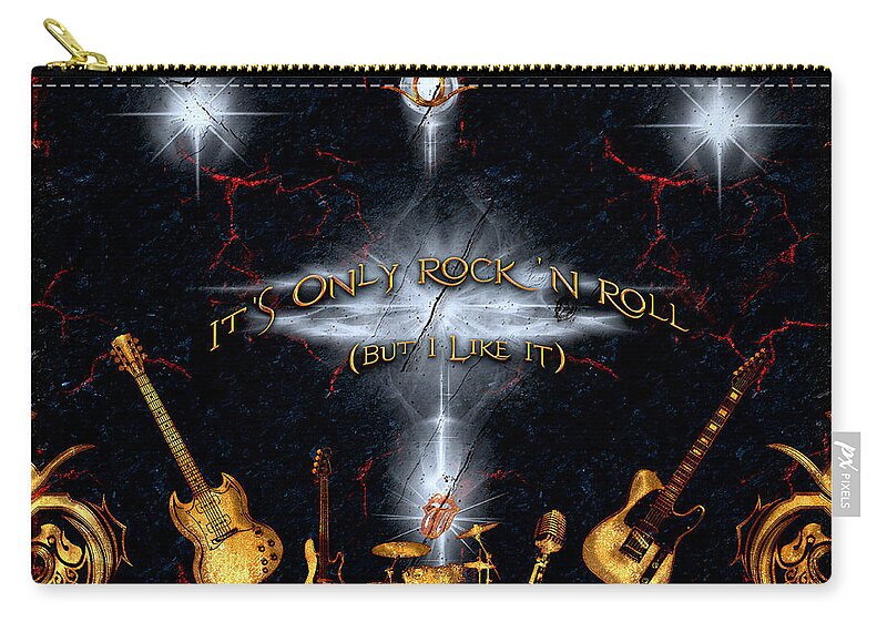 Rock And Roll Zip Pouch featuring the digital art It's Only Rock And Roll by Michael Damiani