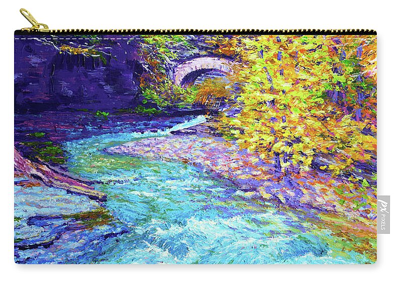 Impressionism Zip Pouch featuring the painting Its Water Under the Bridge by Darien Bogart