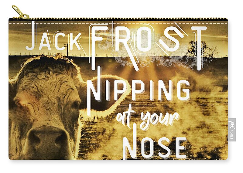 Cow Zip Pouch featuring the digital art Jack Frost by Tina Mitchell