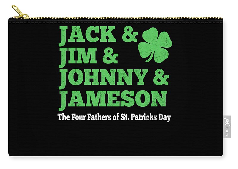 Irish Zip Pouch featuring the digital art Jack Jim Johnny Jameson by Jacob Zelazny
