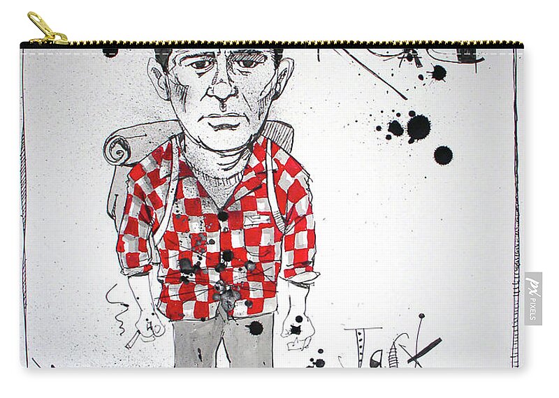 Carry-all Pouch featuring the drawing Jack Kerouac by Phil Mckenney