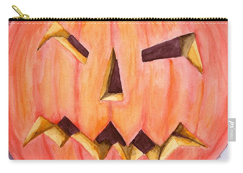 Pumpkin Carry-all Pouch featuring the painting Jack O Lantern by Katrina Gunn