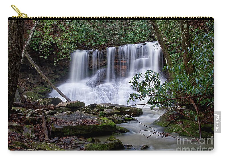 Jack Rock Falls Zip Pouch featuring the photograph Jack Rock Falls 23 by Phil Perkins