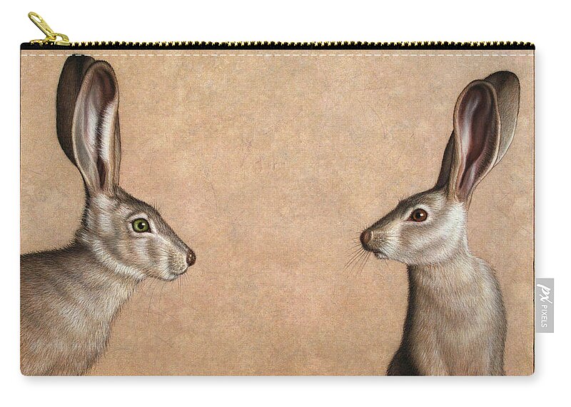 Jackrabbit Zip Pouch featuring the painting Jackrabbits by James W Johnson