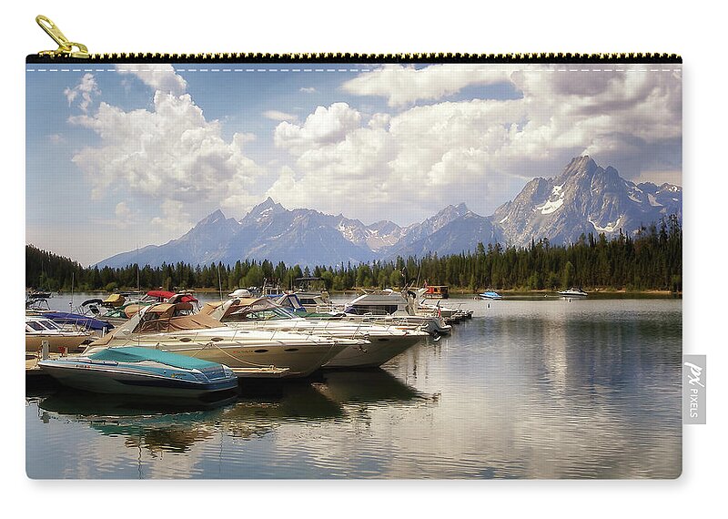 Grand Teton Zip Pouch featuring the photograph Jackson Lake by Susan Rissi Tregoning