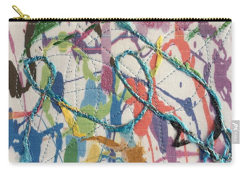 Vivian Helena Aumond Capone Zip Pouch featuring the mixed media Jackson Pollark by Vivian Aumond