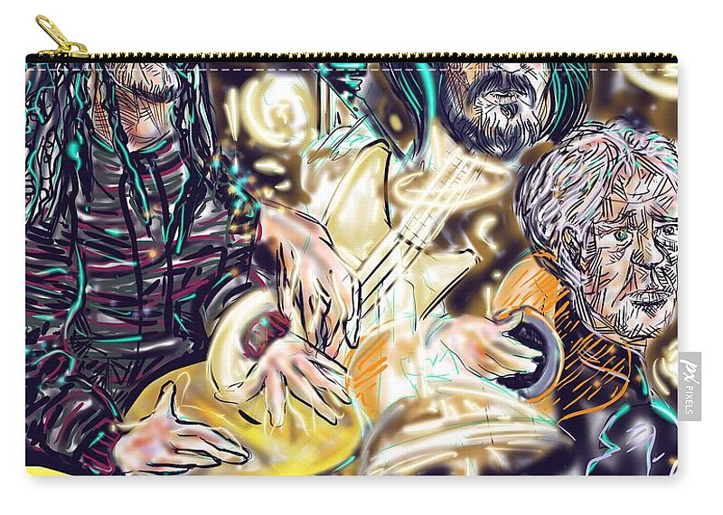 Music Zip Pouch featuring the digital art Jai Roots y Amigos by Angela Weddle