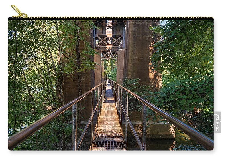 Richmond Zip Pouch featuring the photograph James River Pipeline by Doug Ash
