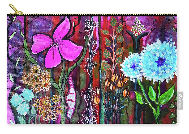 Garden Zip Pouch featuring the mixed media January Garden by Mimulux Patricia No