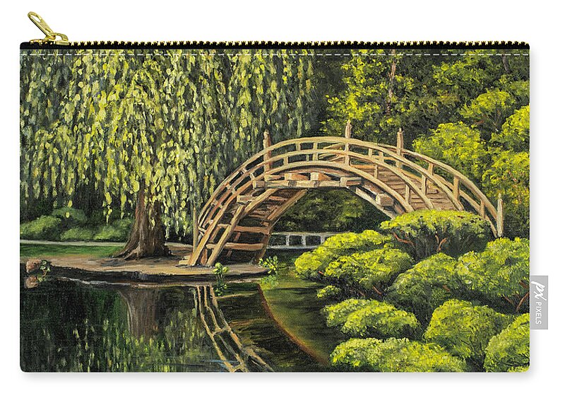 Landscape Zip Pouch featuring the painting Japanese Garden by Darice Machel McGuire