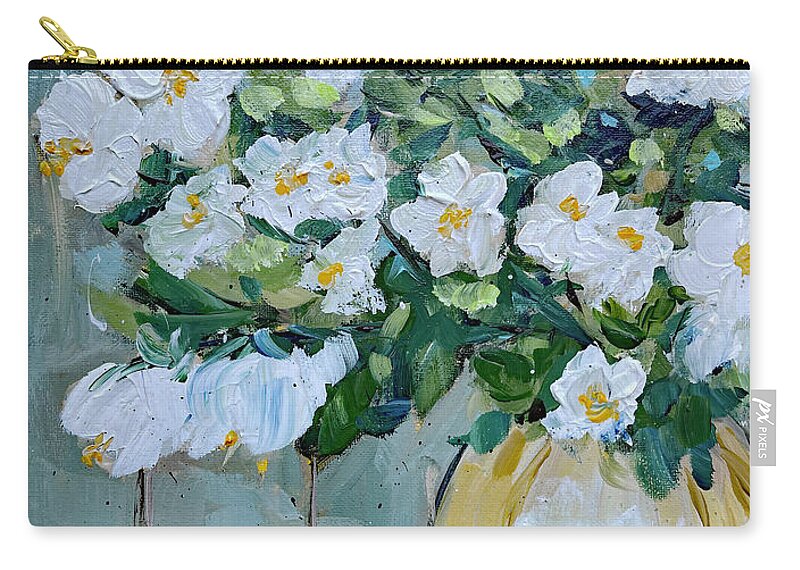 Jasmine Zip Pouch featuring the painting Jasmine by Roxy Rich