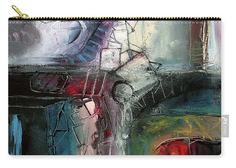 Abstract Zip Pouch featuring the painting Jazz Construction by Jim Stallings