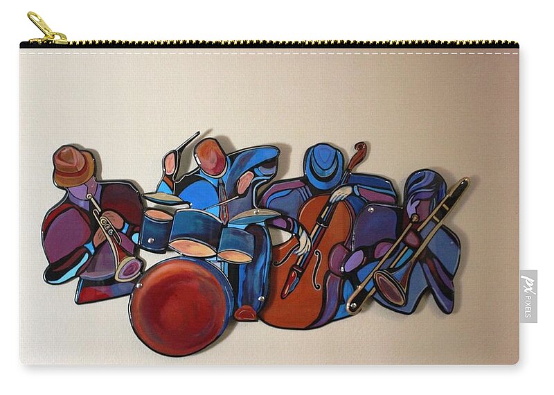 Music Carry-all Pouch featuring the mixed media Jazz Ensemble IV by Bill Manson