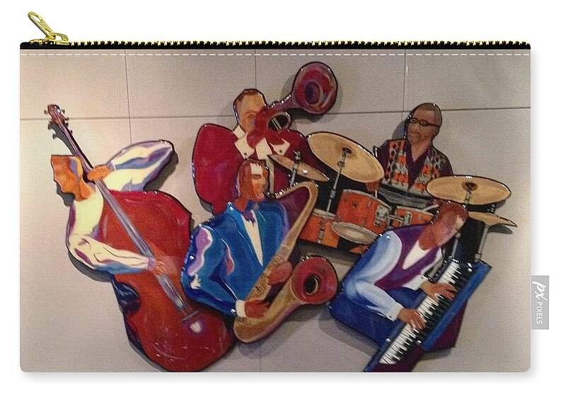 Jazz Carry-all Pouch featuring the painting Jazz Ensemble V-custom by Bill Manson