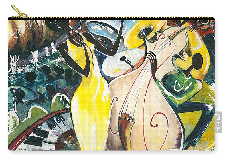 Acrylic Zip Pouch featuring the painting Jazz No.2 by Elisabeta Hermann
