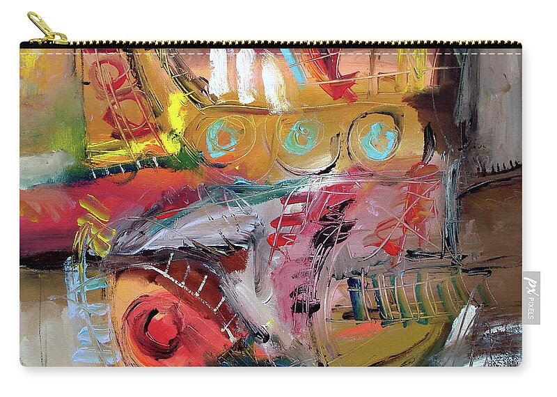 Abstract Zip Pouch featuring the painting Jazz Speak by Jim Stallings