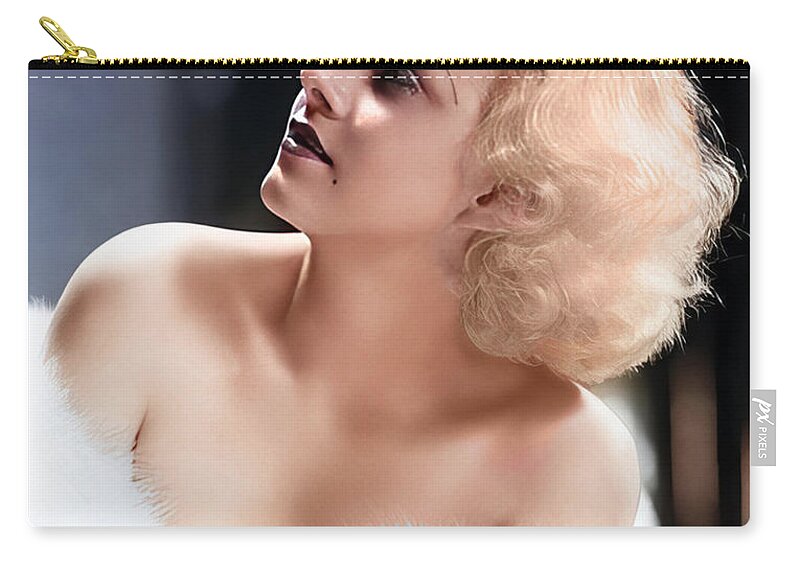 Jean Harlow Zip Pouch featuring the digital art Jean Harlow - Actress by Chuck Staley