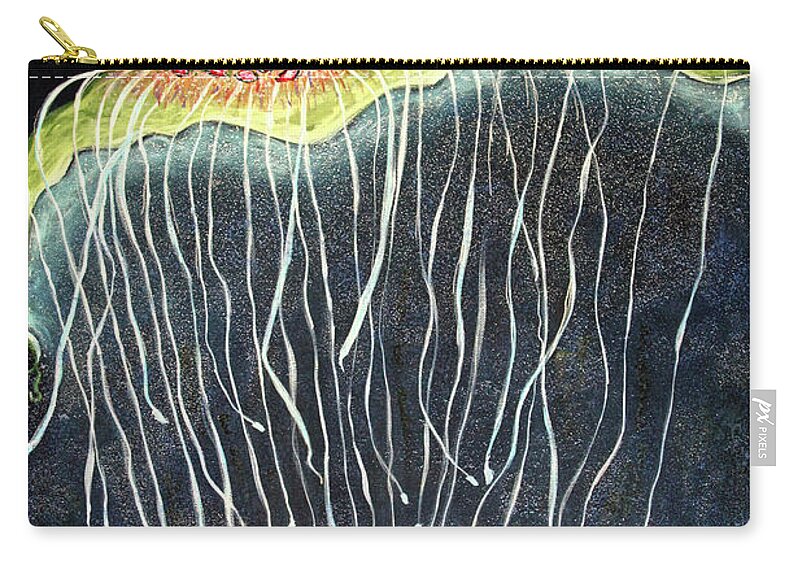 Aquatic Zip Pouch featuring the painting Jellyfish by Jolanta Anna Karolska