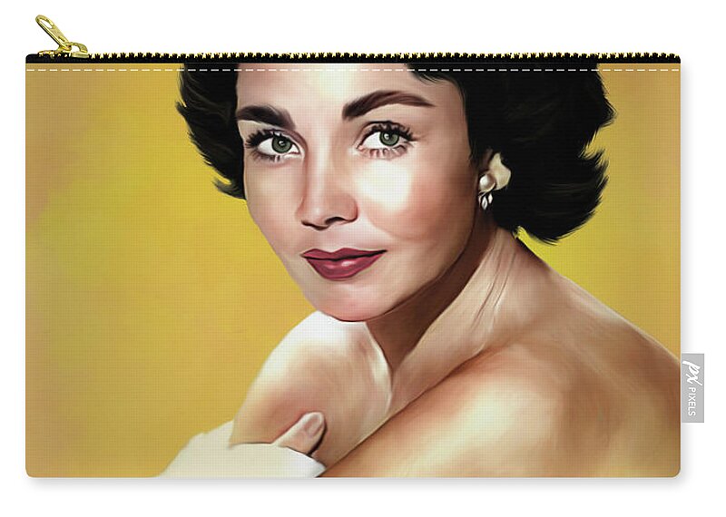 Bio Zip Pouch featuring the painting Jennifer Jones illustration -b1 by Movie World Posters