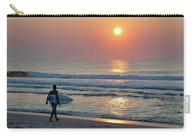 Jersey Shore Zip Pouch featuring the photograph Jersey Shore Surfer by Matthew DeGrushe