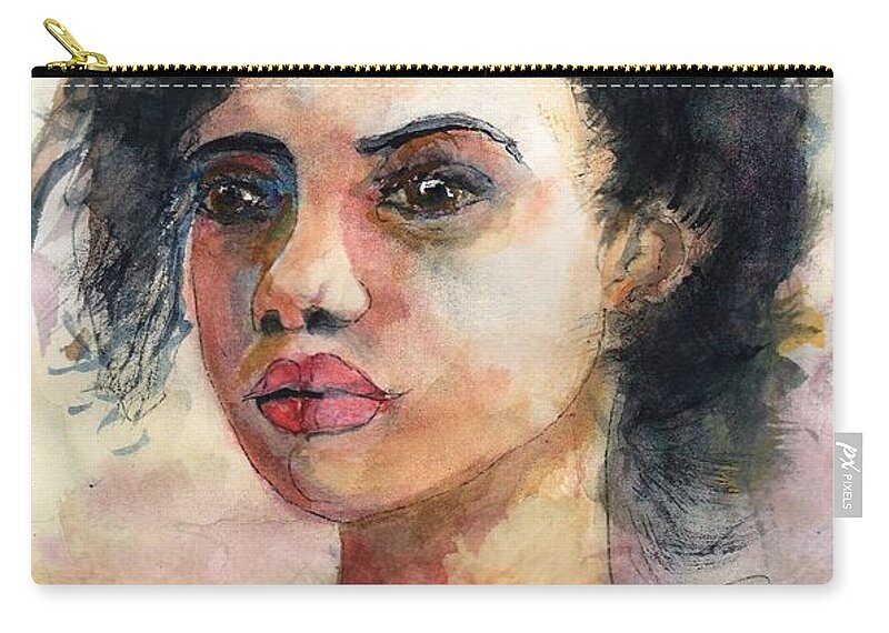 Girl Zip Pouch featuring the painting Little Jessica Growing up by Randy Sprout
