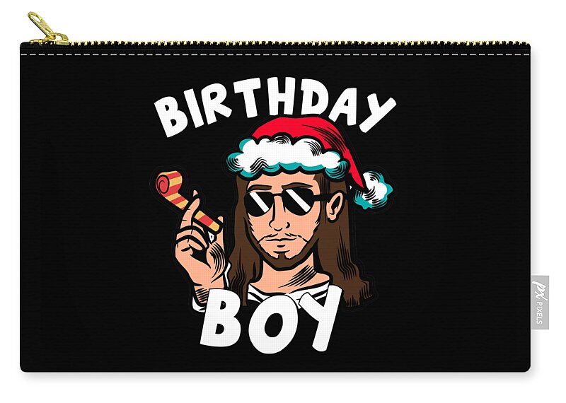 Christmas 2023 Zip Pouch featuring the digital art Jesus Birthday Boy Funny Christmas by Flippin Sweet Gear