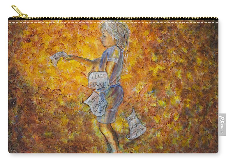 Child Zip Pouch featuring the painting Jesus Loves You 02 by Nik Helbig