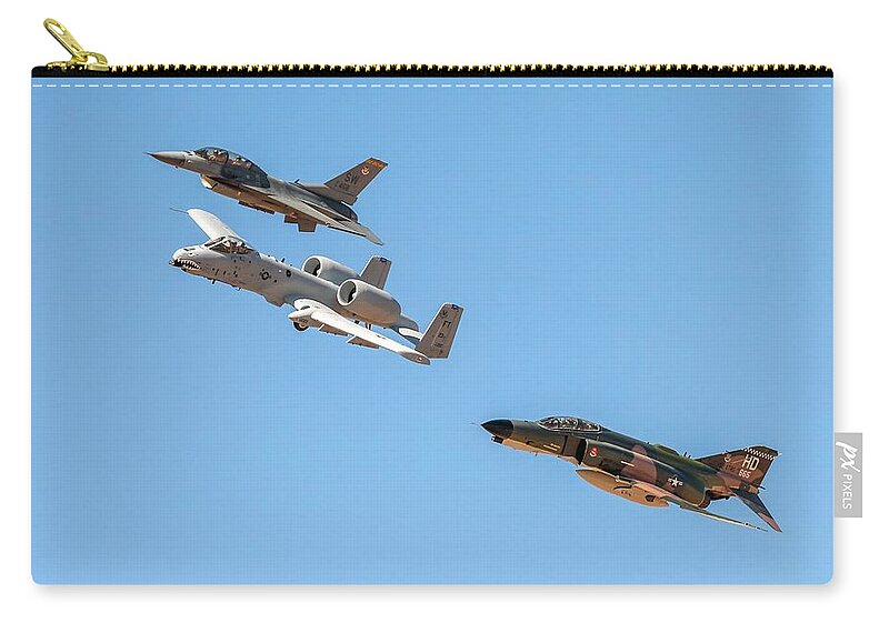 A-10a Zip Pouch featuring the photograph Jet Heritage Flight by Liza Eckardt