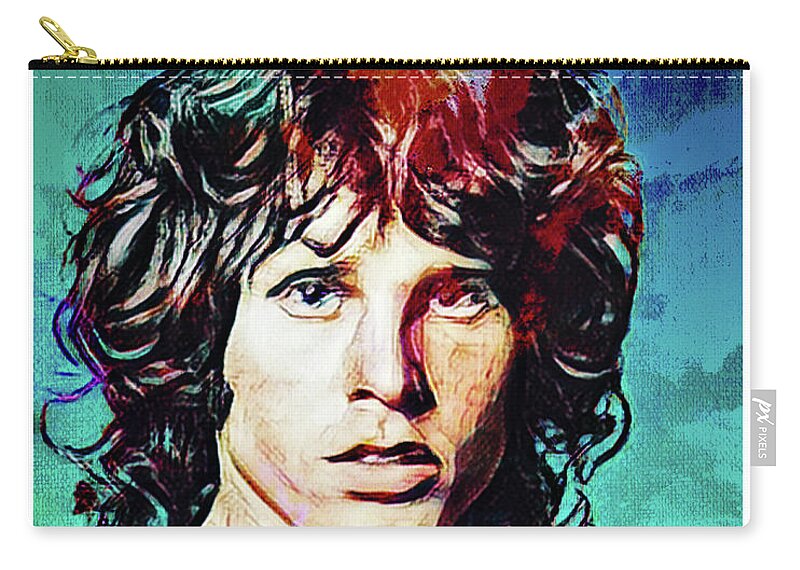 Rock Star Art Print Zip Pouch featuring the digital art Jim The Rock Star Psychedelia by Franchi Torres