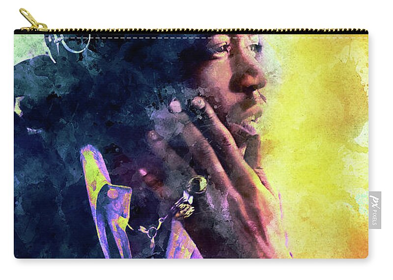 Musician Zip Pouch featuring the photograph Jimi Hendrix Fire by Franchi Torres