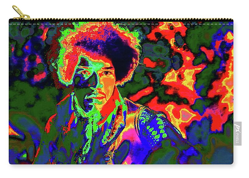 Jimi Zip Pouch featuring the digital art Jimi by Larry Beat