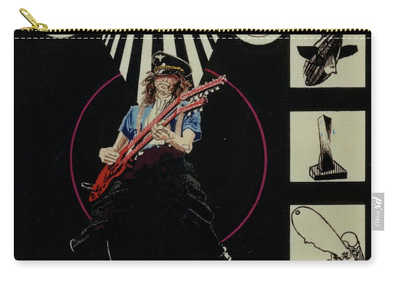 Colored Pencil Carry-all Pouch featuring the drawing Jimmy Page Live by Sean Connolly