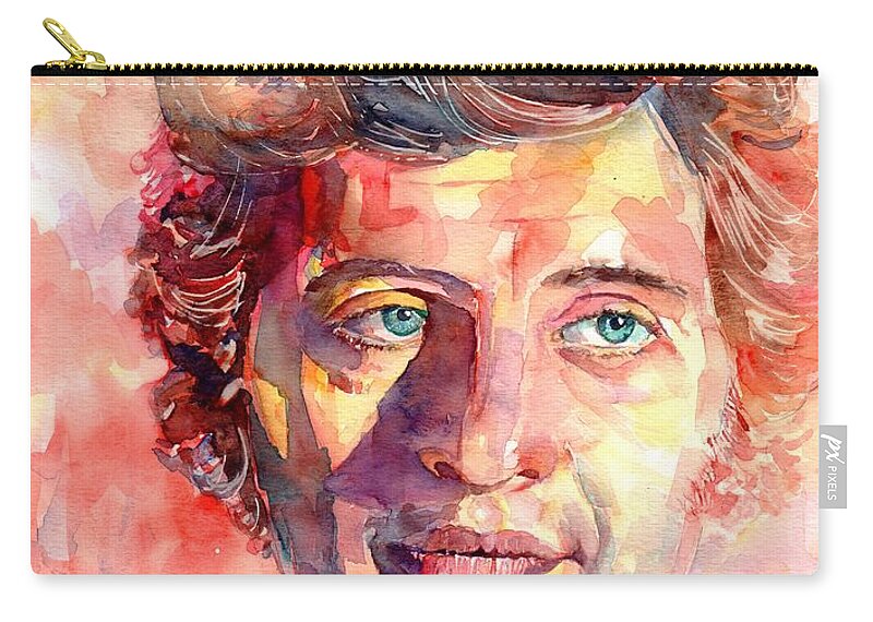 Joe Dassin Zip Pouch featuring the painting Joe Dassin Portrait by Suzann Sines