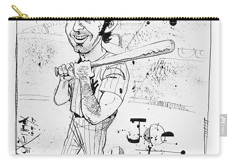  Zip Pouch featuring the drawing Joe Pepitone by Phil Mckenney