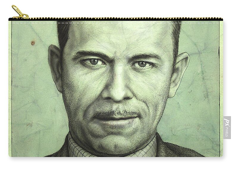John Dillinger Zip Pouch featuring the painting John Dillinger by James W Johnson