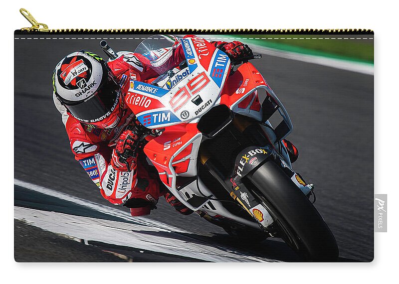 Motogp Zip Pouch featuring the photograph Jorge Lorenzo Silverstone 2019 by Tony Goldsmith