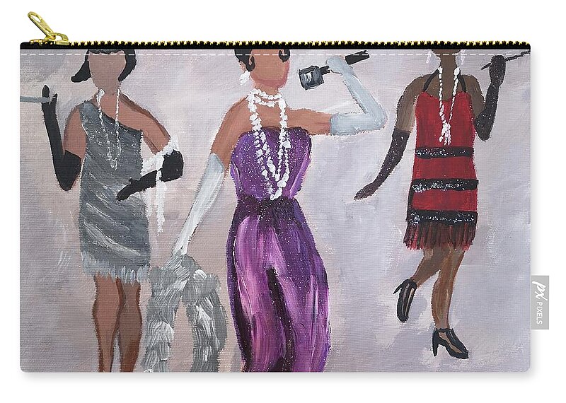 Josephine Baker Zip Pouch featuring the painting Josephine Baker by Jennylynd James