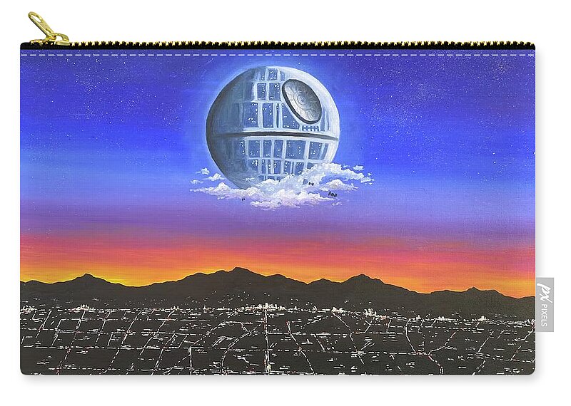 Death Star Zip Pouch featuring the painting Journey to the Inner Child by Ashley Wright