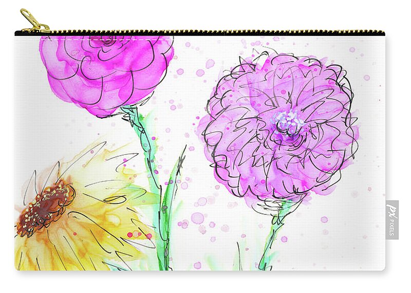 Flower Zip Pouch featuring the painting Joy by Kimberly Deene Langlois