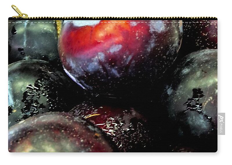 Fruit Zip Pouch featuring the photograph Juicy Plums at the Farmer's Market by Linda Stern