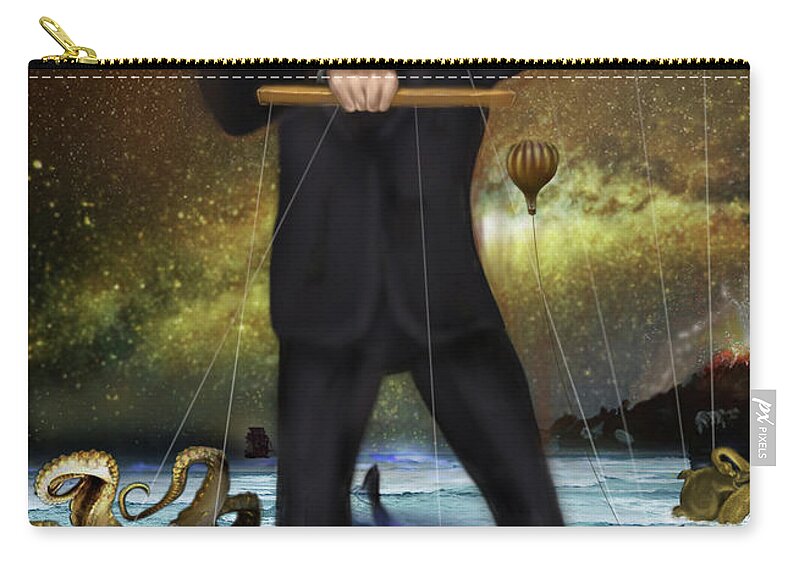 Jule Vernes - The Master Puppeteer Of Science Fiction Zip Pouch featuring the painting Jule Vernes - The Master Puppeteer of Science Fiction by Remy Francis